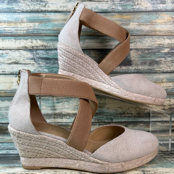 Talbots Shoes - Talbots Espadrilles Womens 5M Brown/Beige Wedge Zip Dress Casual Sandal Summer